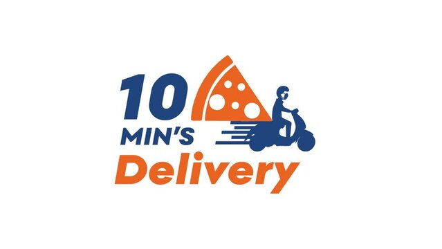 Pizza 10 Mins Delivery logo Video Animation 4K 
