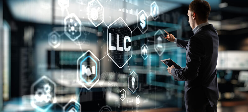 Limited Liability Company concept. Businessman touched LLC