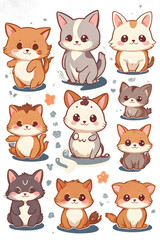 Fototapeta premium cute animals stickers on transparent background