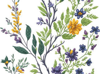 colorful watercolor flowers, seamless flowers pattern
