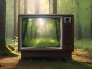 Old tv in forest