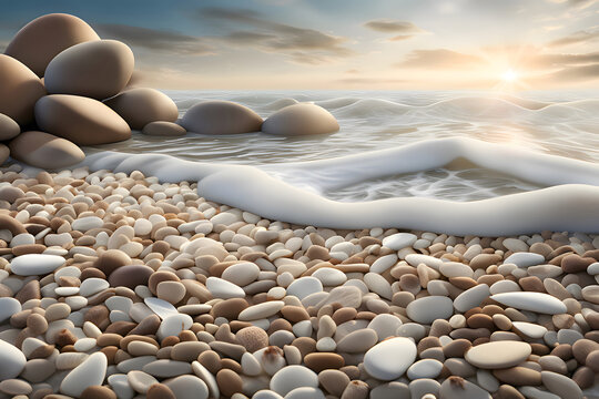 pebbles on the beach - generative AI