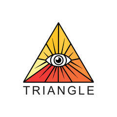Premium Monoline Eye Triangle Colorful Vector Graphic Design illustration Vintage style Emblem Symbol and Icon