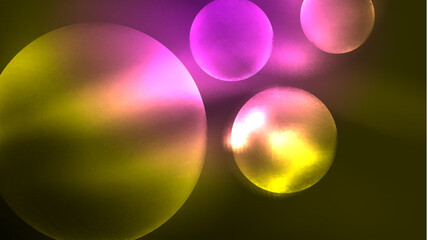 Neon glowing circles, magic energy space light concept, abstract background wallpaper design