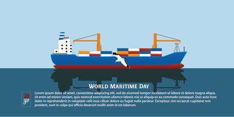 World Maritime Day poster with sailboat. Vector illustration for your design