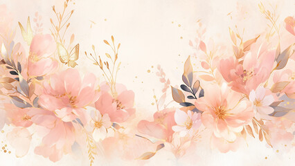 Watercolor background with roses vintage wallpaper blossom generative AI background with flowers abstract 