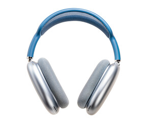 Wireless headphones isolated on white, Blue headphone isolated on white background With clipping path. 