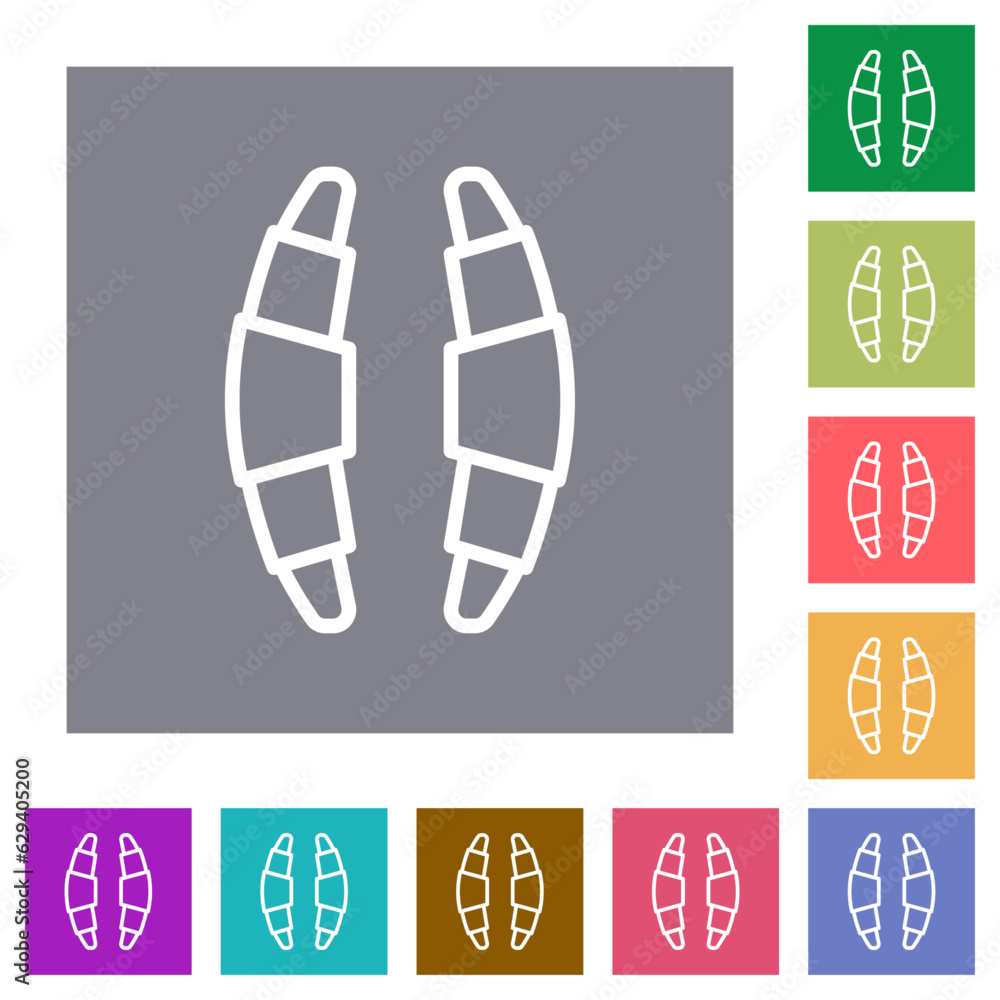 Sticker croissants outline square flat icons