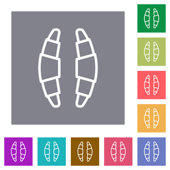Croissants outline square flat icons