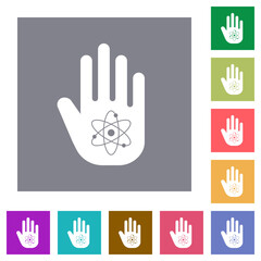 Hand shaped atomic sanction sign outline square flat icons