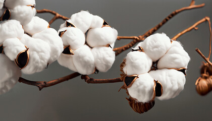 branch of white cotton flowers