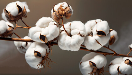 branch of white cotton flowers