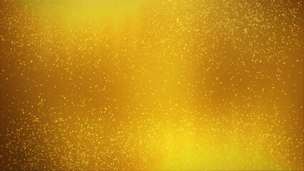 golden particles shining stars dust bokeh glitter awards dust abstract background. Futuristic glittering in space on gold color background.