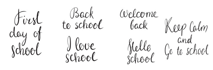 First day of school. Back to school. I love school. Welcome back. Hello school. Keep Calm and go to study. 