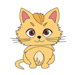 Cute little cat in doodle style. Vector illustration.