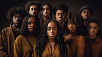 Group of black people isolated for Black history month and Juneteenth, Generative ai