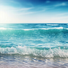 Fototapeta premium Sea waves on the sandy beach. summer holidays background