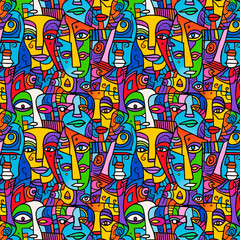 Doodle Eyes Art Seamless Pattern Background Wallpaper 1