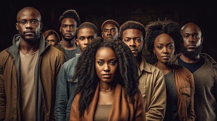 Group of black people isolated for Black history month and Juneteenth, Generative ai - obrazy, fototapety, plakaty