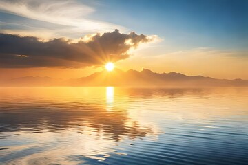 Fototapeta premium sunset over the lake