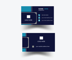 double side modern business template blue color use for your business card