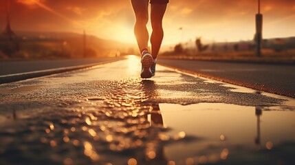 runner running under the rising sun
