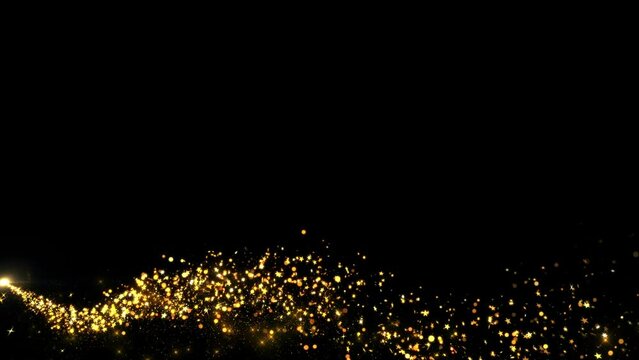 Golden Particle Tail Line Glitter Light Sparkling shine wave. particle stroke trail glittering magic shimmer trail, light sparks background Birthday, Anniversary, new year, event, Christmas, Festival