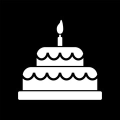 Cake icon on black.