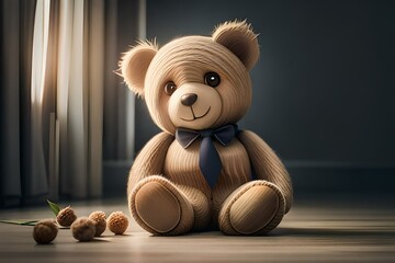 teddy bear sitting on a chair generated by AI tool                               

