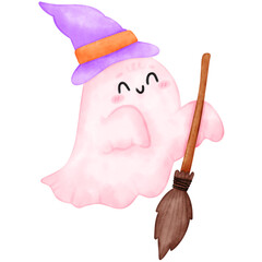 Cute ghost halloween, cute halloween, watercolor 