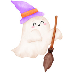 Cute ghost halloween, cute halloween, watercolor 