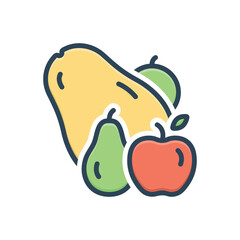 Color illustration icon for fruit