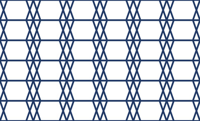 link fence, blue line abstract geometric seamless pattern in oriental style. minimal vector background. Simple graphic ornament. texture with diamonds, mesh, grid, lattice, net. Repeat design
