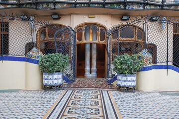 Interior of Famous Casa Batllo in Barcelona - Terrace Access Door, Spain