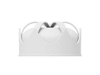 White royal crown with cap, symbol of power. 3d rendering. Icon on white background.
