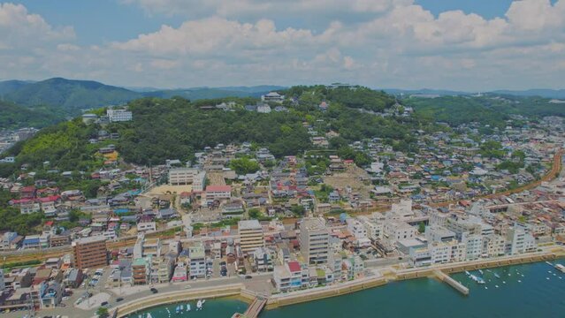 夏の尾道市上空からの風景　４K　UHD　ドローン撮影