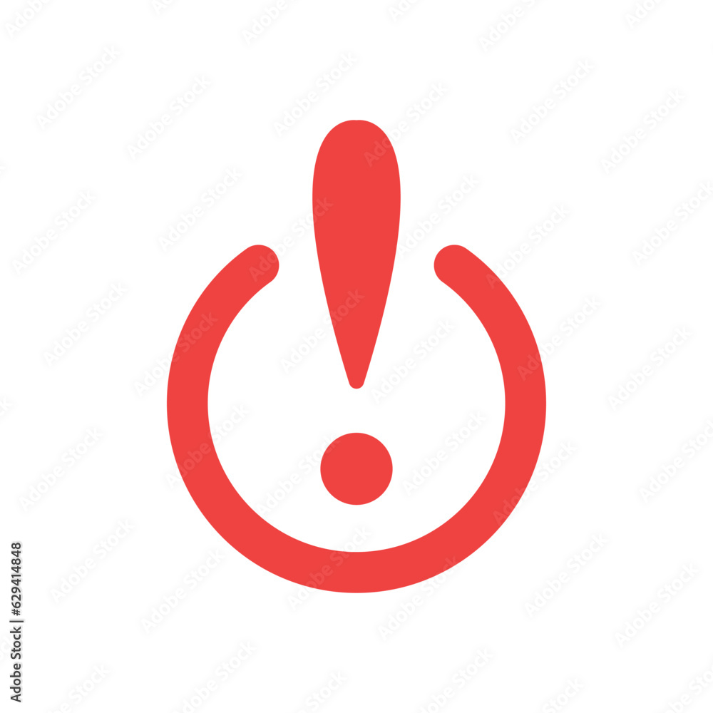 Poster red minimal exclamation point round icon. concept of big error or failure shape and ui element. flat