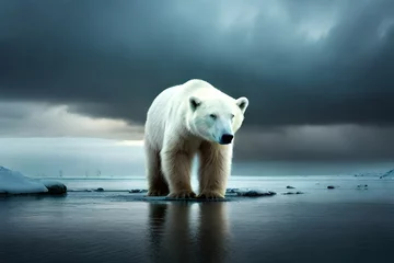 Fototapeten polar bear in the snow generated by AI © Adan