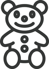 線画のシンプルベビー用品関連の単品アイコン　ぬいぐるみ