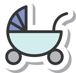 ステッカー風シンプルベビー用品関連の単品アイコン　ベビーカー