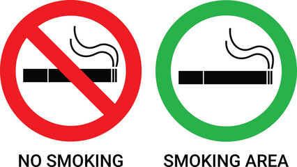 no smoking sign and smoking area sign vector