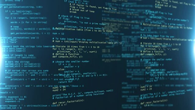 4K 3d program code moved virtual space. Data flow animation. IT, software development hacking . encrypted security code. bitcoin btc mining virtual cyber space. Programming code hacking concept.