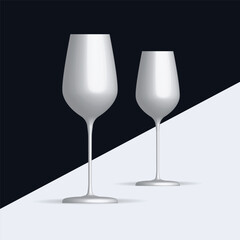 Vector illustration. two types of wine glasses for red wine. isolated on gray background