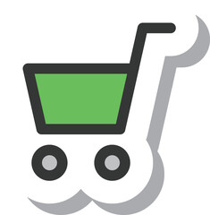 ステッカー風シンプルビジネス単品アイコン　ショッピングカート