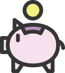 カラーシンプルビジネス単品アイコン　貯金箱