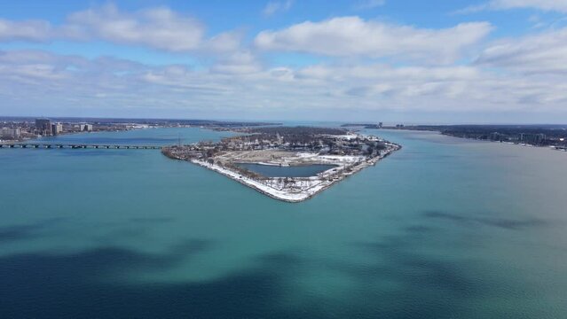 Belle Isle Tip With The James Scott Memorial Fountain, High Angle Drone View