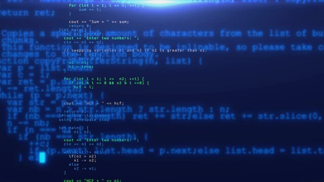 Abstract System information code on screen. background program modules cyberspace. programming, coding web development. Big Data Array screen terminal. security hacking code data flow virtual space