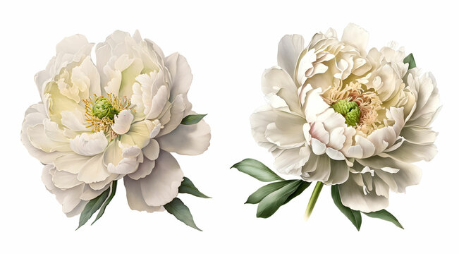 Beautiful image with gentle hand drawn peony flowers. Floral stock illustration.