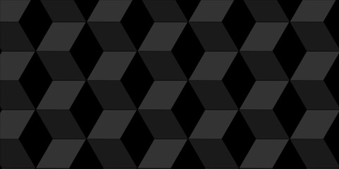 Fototapeta premium Abstacts Black cube geometric seamless background. Seamless blockchain technology pattern. Vector iilustration busines pattern with blocks. Abstract geometric design print of cubes pattern.