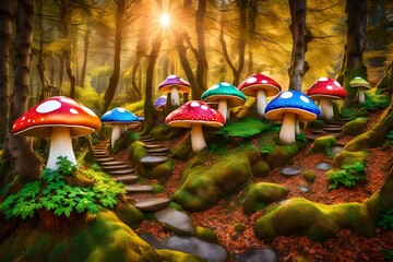mushroom houses in the garden